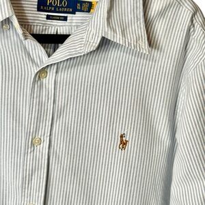 Polo Ralph Lauren Classic Fit XL Blue White Striped Button Down Shirt